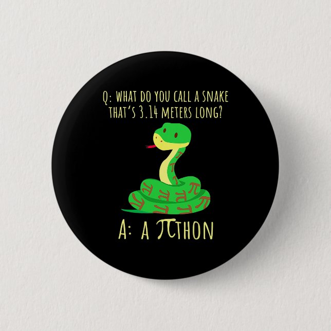 Badge Rond 5 Cm Symbole Python Pithon Pi Drôle Prof de Maths Jour  (Devant)