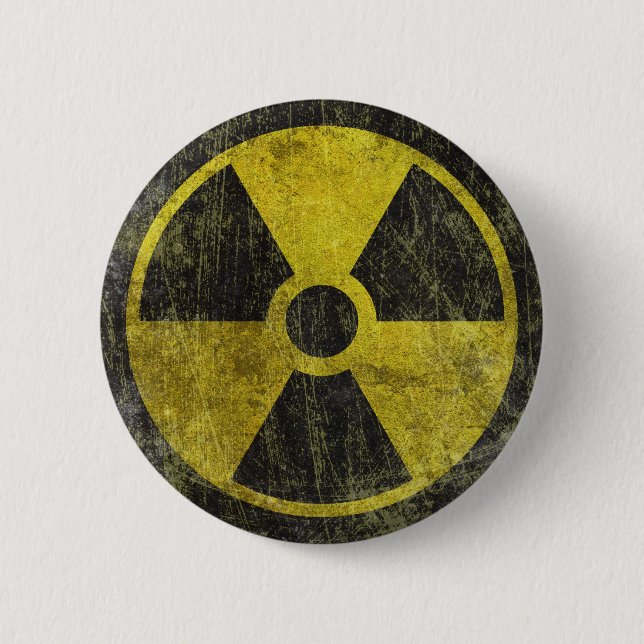 Badge Rond 5 Cm Symbole radioactif grunge (Devant)