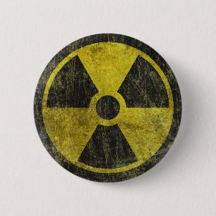 Badge Rond 5 Cm Symbole radioactif grunge