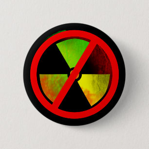 Badge Rond 5 Cm Symbole Radioactif Grunge No Nukes