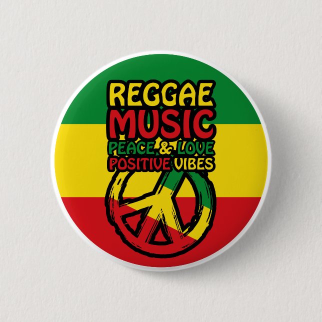 Badge Rond 5 Cm Symbole Reggae et Paix avec citations positives (Devant)
