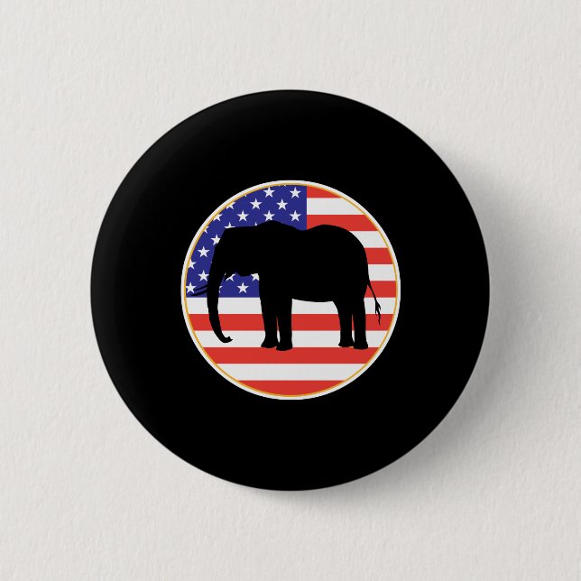 Badge Rond 5 Cm symbole républicain dessin éléphant (Devant)