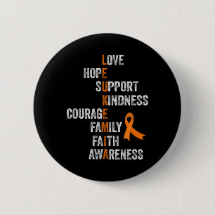 Badge Rond 5 Cm SYMBOLE RIBBON ORANGE Vintage AML Leukemia Awar