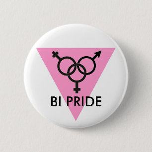 BADGE ROND 5 CM SYMBOLE ROSE DE FIERTÉ DE BI DE TRIANGLE