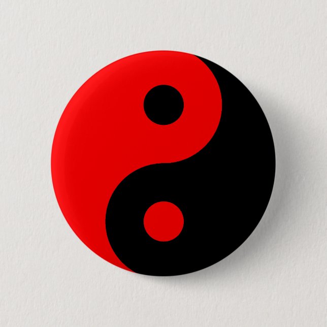 Badge Rond 5 Cm Symbole rouge de Yin Yang (Devant)
