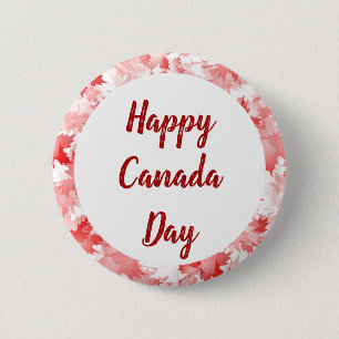 Badge Rond 5 Cm Symbole Rouge Feuille d'érable Canada Emblème logo
