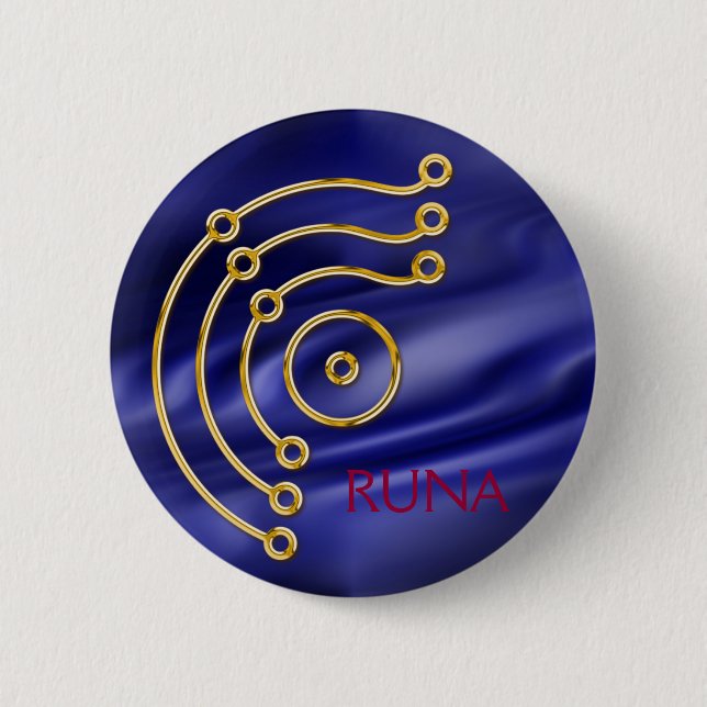 Badge Rond 5 Cm Symbole RUNA / OR, RUNA (Devant)
