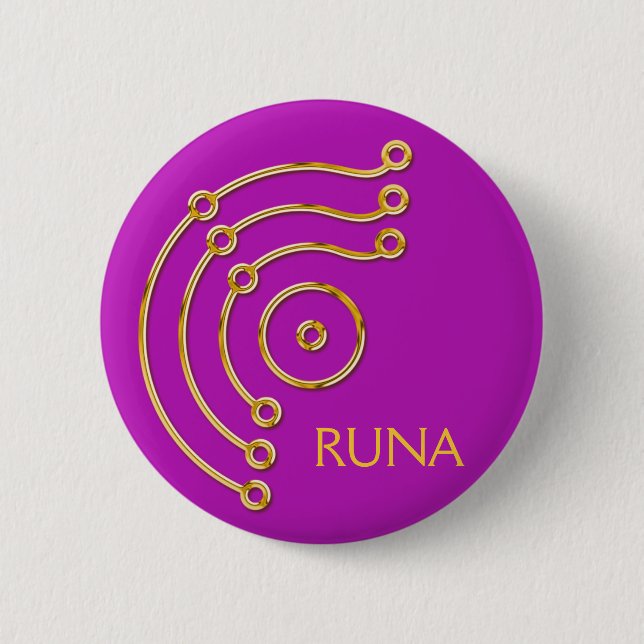 Badge Rond 5 Cm Symbole RUNA / OR, RUNA magenta (Devant)