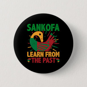 Badge Rond 5 Cm Symbole Sankofa et Adinkra Ghana pour l'histoire d