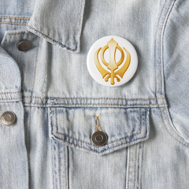 Badge Rond 5 Cm Symbole sikh (En situation)