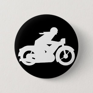 Badge Rond 5 Cm Symbole Silhouette Motorbiker