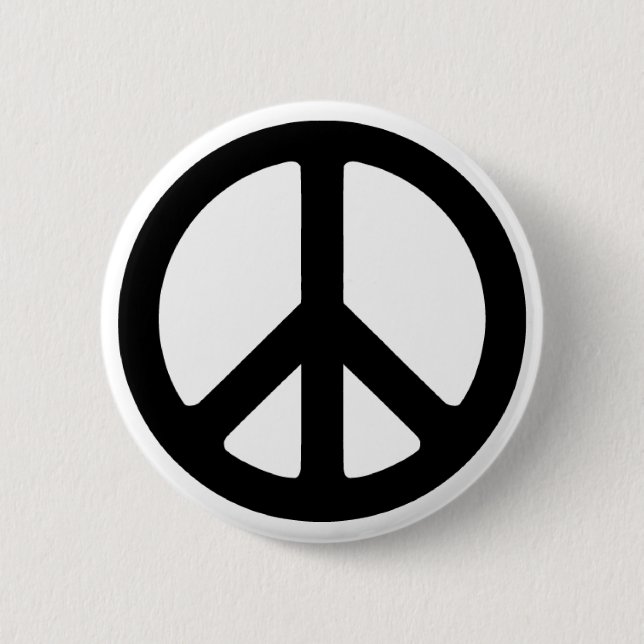 Badge Rond 5 Cm Symbole Super de paix noir classique (Devant)
