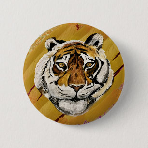 Badge Rond 5 Cm Symbole Tai Chi Tiger