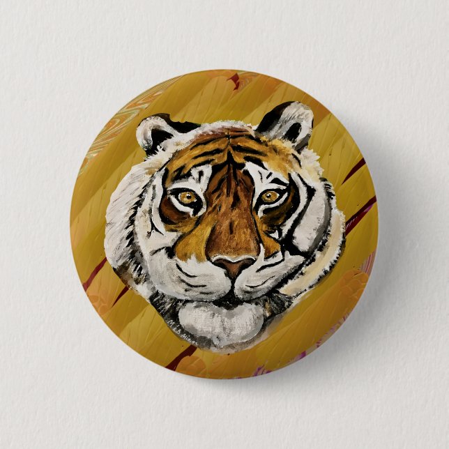 Badge Rond 5 Cm Symbole Tai Chi Tiger (Devant)