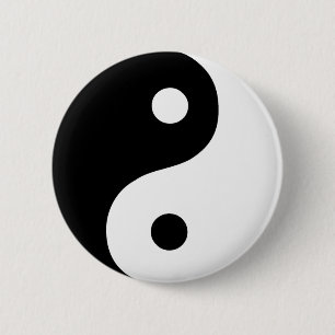 Badge Rond 5 Cm Symbole taoïste du Yin Yang noir et blanc