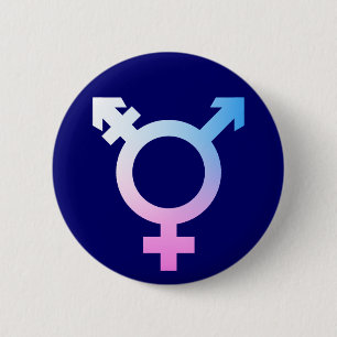 Badge Rond 5 Cm Symbole trans* rose/bleu/blanc