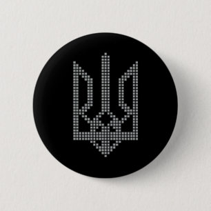 Badge Rond 5 Cm Symbole ukrainien Tryzub sur le cœur - Ukraine Tri