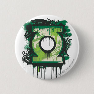 Badge Rond 5 Cm Symbole vert de graffiti de lanterne