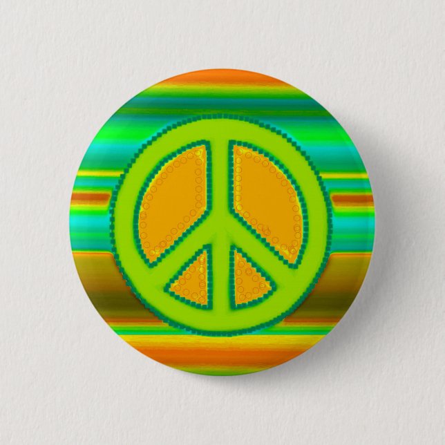 Badge Rond 5 Cm Symbole vert orange fractal et pacifique (Devant)