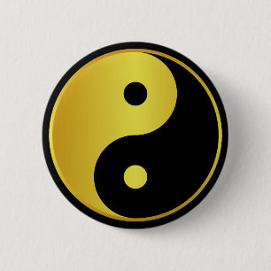 Badge Rond 5 Cm Symbole Yin et Yang Gold asian philosophie zen