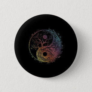 Badge Rond 5 Cm Symbole Yin Yang, Arbre de Vie, Tai Chi, Qigong, Y