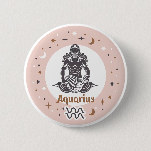 Badge Rond 5 Cm SYMBOLE Zodiaque Aquarius (Devant)