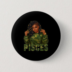 Badge Rond 5 Cm Symbole Zodiaque Camo Femme noire de la Reine des