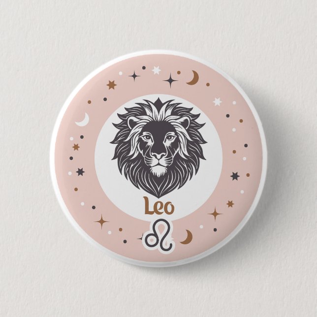 Badge Rond 5 Cm SYMBOLE Zodiaque Leo (Devant)