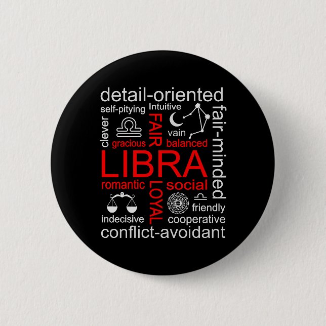Badge Rond 5 Cm SYMBOLE Zodiaque Libra (Devant)