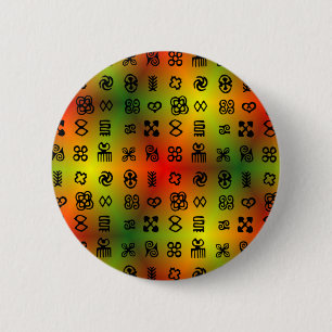 Badge Rond 5 Cm Symboles Adinkra Aux Couleurs Africaines
