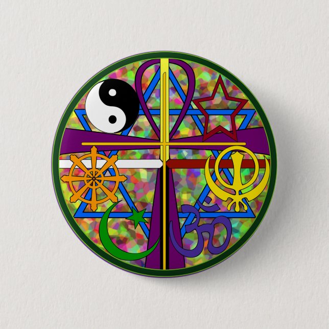 Badge Rond 5 Cm Symboles de chant religieux d'unité (Devant)