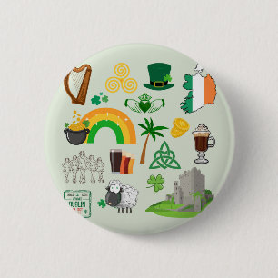 Badge Rond 5 Cm Symboles de l'Irlande