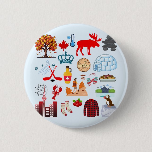 Badge Rond 5 Cm Symboles du Canada (Devant)