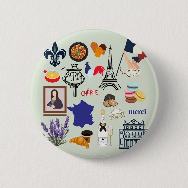 Badge Rond 5 Cm Symboles français (Devant)