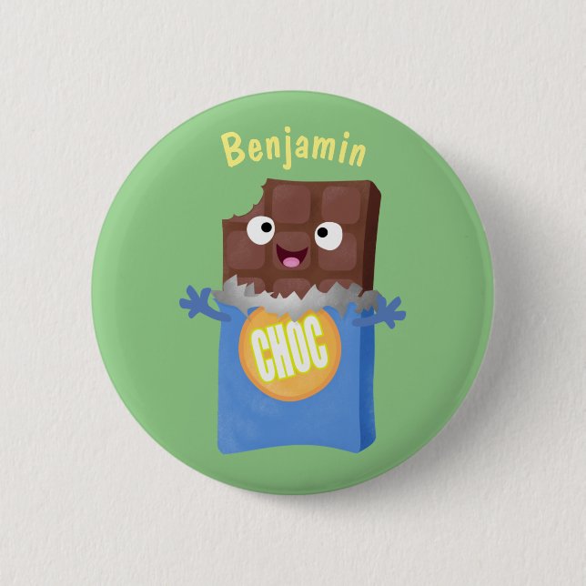 Badge Rond 5 Cm Sympa chocolat chocolat bonbon bar personnage de d (Devant)