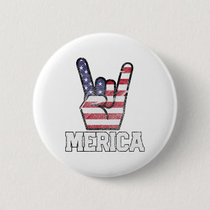Badge Rond 5 Cm Symphonie Merica Rock 4 juillet Vintage