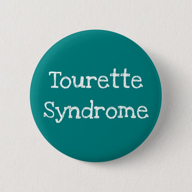 Badge Rond 5 Cm Syndrome Tourette Turquoise (Devant)