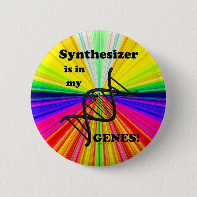 Badge Rond 5 Cm Synthétiseur Est Dans Mes Gènes (Devant)