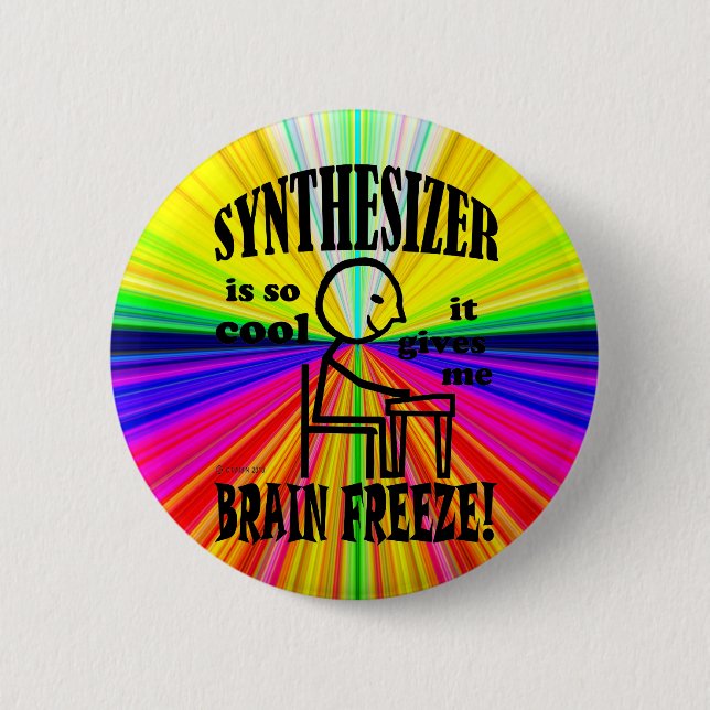 Badge Rond 5 Cm Synthétiseur, gel du cerveau (Devant)