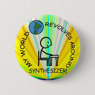 Badge Rond 5 Cm Synthétiseur - Le monde tourne autour