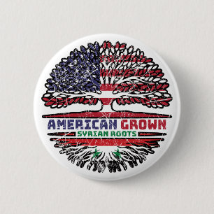 Badge Rond 5 Cm Syria Syrian US American États-Unis Tree