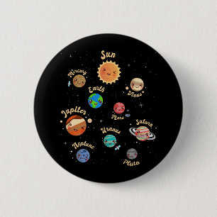 Badge Rond 5 Cm Système solaire Planètes Enfants Connaissances Esp