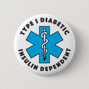Badge Rond 5 Cm T1d Alerte Médicale [Cyan]