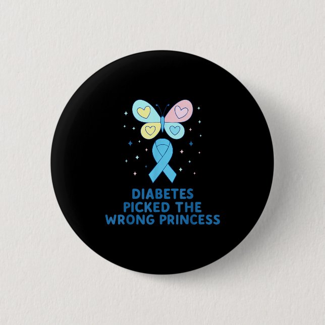 Badge Rond 5 Cm T1d Diabetes Warrior Butterfly Princess Diabetes A (Devant)