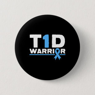 Badge Rond 5 Cm T1d Guerrier Type 1 Sensibilisation au diabète Blu