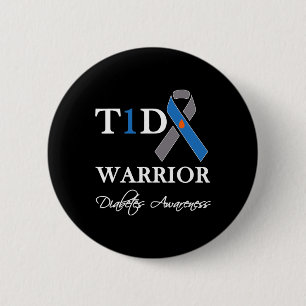 Badge Rond 5 Cm T1D Guerrier Type 1 Sensibilisation au diabète Rub