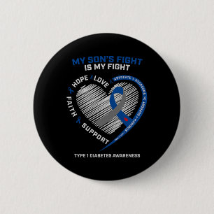 Badge Rond 5 Cm T1d Maman Papa Mes Fils combattent Type 1 Diabète