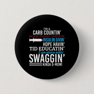 Badge Rond 5 Cm T1d Mère diabétique Type 1 Sensibilisation au diab