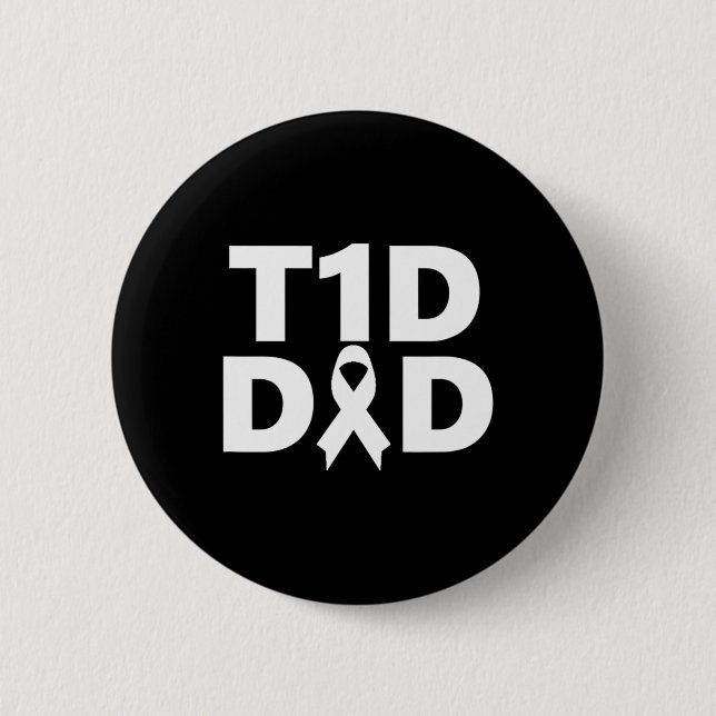 Badge Rond 5 Cm T1d Sensibilisation au diabète pour papa (Devant)