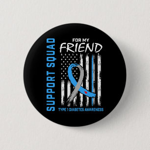 Badge Rond 5 Cm T1D Sensibilisation États-Unis Drapeau ami Type 1